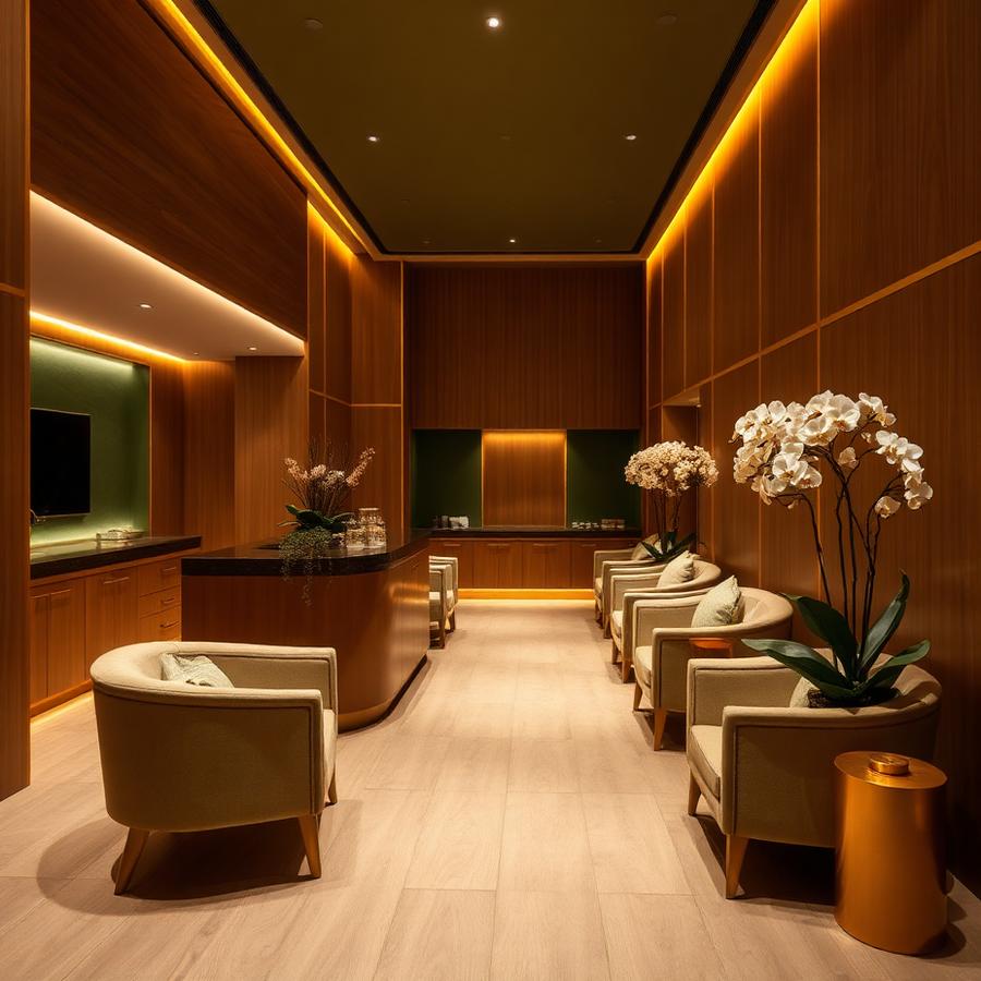 Day Spa relaxation lounge with ambient mood lighting