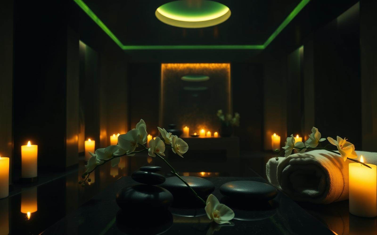 Candle-lit Day Spa treatment room in Ajman